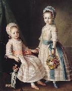Carl Ludwig Christinec Portrait of Two Sisters oil painting reproduction